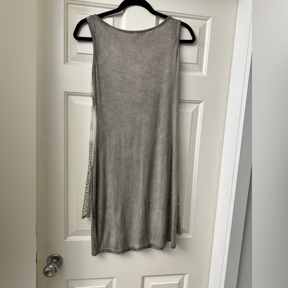Motel Italy 🇮🇹 Gray Lace Tunic Top Mini Dress S M L - Picture 5 of 10